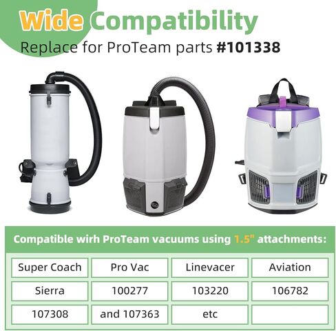 1.5" Vacuum Wand Replacement for ProTeam Backpack Vacuum - Vacuum Cleaner Attachment for Pro Team Parts # 101338 2-Piece, 2-Bend Aluminum Wand with Button Lock - 56-inch Long, 1 1/2-inch Diameter in Kuwait