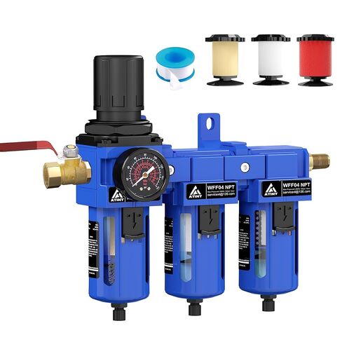 1/2'' NPT Air Drying System, Air Dryer for Compressor Air Compressor Filter Dryer, 5&0.5&0.01 Micron Filer Cartridge with Ball Valve,Semi-Auto Drain in Kuwait