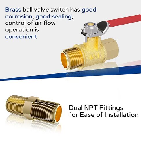 1/2'' NPT Air Drying System, Air Dryer for Compressor Air Compressor Filter Dryer, 5&0.5&0.01 Micron Filer Cartridge with Ball Valve,Semi-Auto Drain in Kuwait