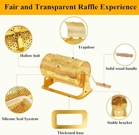 Fair Raffle Drum, Professional Raffle Ticket Spinning Cage,Thickened Metal Raffle Ticket Spinner Box with Sealing Tape, Silent Design Wooden Turning Handle.ldeal for games,company parties,casinos in Saudi Arabia