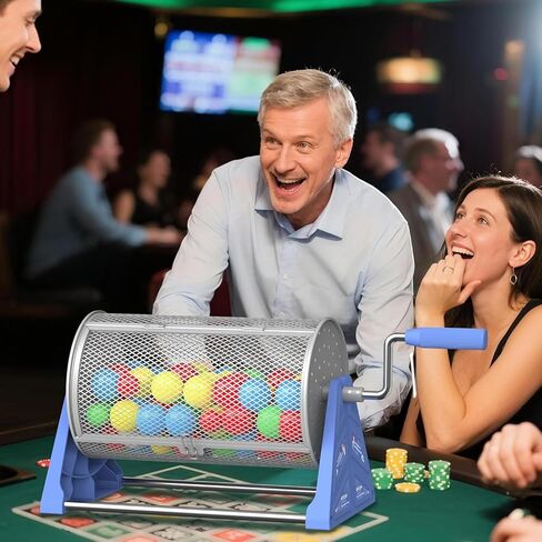 طبلة السحب، 12 * 7 بوصة لتذكرة السحب مع قاعدة حامل ثلاثي القوائم قابلة للفصل، تذكرة محمولة متينة / طبلة دوارة كروية للألعاب والمناسبات والحفلات (أزرق فضي) in Kuwait