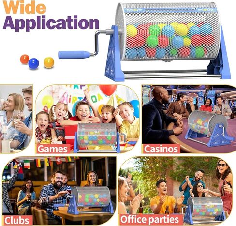 طبلة السحب، 12 * 7 بوصة لتذكرة السحب مع قاعدة حامل ثلاثي القوائم قابلة للفصل، تذكرة محمولة متينة / طبلة دوارة كروية للألعاب والمناسبات والحفلات (أزرق فضي) in Kuwait