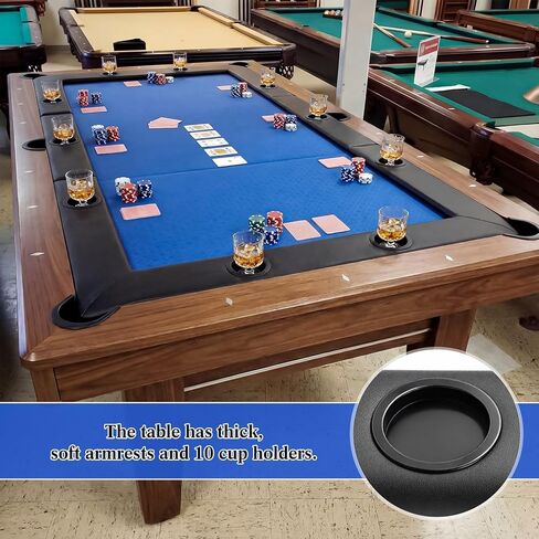86.2" x 43.5" Poker Table Tops for 8 Feet Pool Tables 10 Player Poker Table Game Billiard Pool Convertible Cover Mat Waterproof and Foldable, Blue in Kuwait