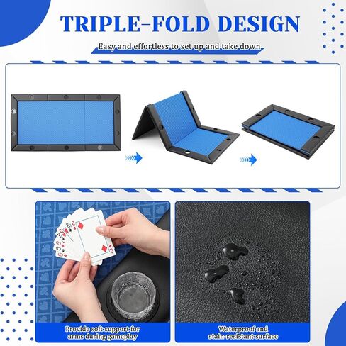 86.2" x 43.5" Poker Table Tops for 8 Feet Pool Tables 10 Player Poker Table Game Billiard Pool Convertible Cover Mat Waterproof and Foldable, Blue in Kuwait