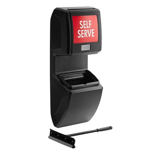 Freestanding Windshield Wash Station with Paper Towel Dispenser & Squeegee - Durable Polyethylene, Removable Water Bucket, Ideal for Gas Stations, Car Washes & High-Traffic Areas in Kuwait