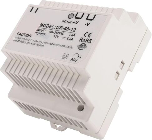 DR-60-12 DIN Rail Power Supply, 12V DC 5A Output, 100-240V AC Input, Industrial Transformer with Adjustable Voltage in Saudi Arabia