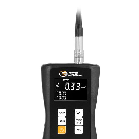 جهاز PCE Instruments PCE-VM 10 مقياس اهتزاز رقمي محمول لمراقبة الماكينة، ويقيس تسارع الاهتزاز والسرعة والإزاحة، إلى جانب تسجيل البيانات ووظائف تثبيت الذروة in Kuwait