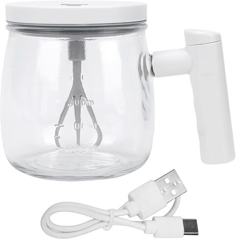 Focket Electric Mixing Mug, 400ml Magnetic Stirring System Automatic Stirring Cup, Rechargeable Glass Cup with USB Charging for Coffee Milk Protein Powder in Saudi Arabia