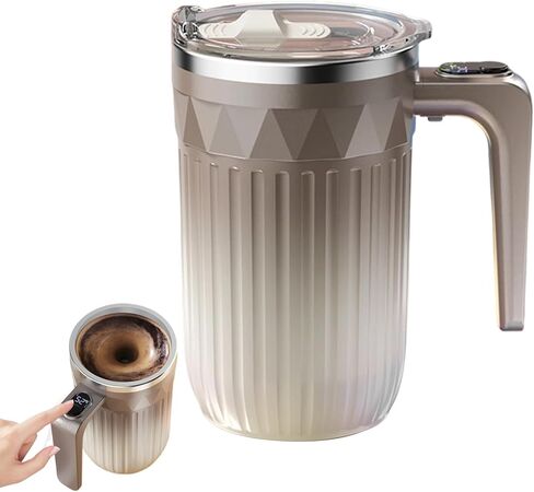 Automatic Stirring Mug - Heating Mixer Cup for Beverages | 450ml Fluid Capacity with Detachable Magnetic Rotor & Type C Charging Port for Office Desks, Morning Milk, Hot Chocolate and Home Kitchens in Saudi Arabia