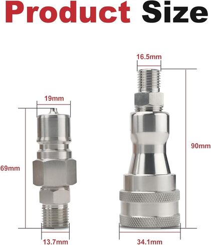 2Pcs M14-M16 Hydraulic Quick Coupling Adapter for Mini Excavator Hydraulic Hose Pipe Thread Connector Compatible with Most AGT Mini Excavators Well with M16 Ports in Kuwait