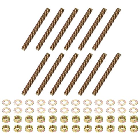 PATIKIL 5/16" x 3" Color Zinc Fully All Thread Rod, 12 Pcs Carbon Steel Long Threaded Screw Stud Bolts for Furniture Garden Mounting Assembly Fastening in Saudi Arabia