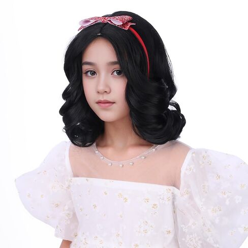 Girls Brown Wig Kids Short Brown Wavy Curly Wig with Green Glasses for Halloween Cosplay Party Heat Resistant Synthetic Wigs with Wigs Cap in Kuwait