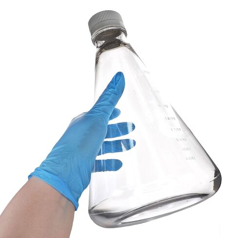 Eisco - Pack of 4, 2L Sterile PETG Erlenmeyer Flasks, Non-Vented, Flat Bottom, Lab-Grade, Gamma Sterilized, USP Class VI, Ideal for Cell Culture, Biopharmaceutical Processing, Chemical Storage in Saudi Arabia