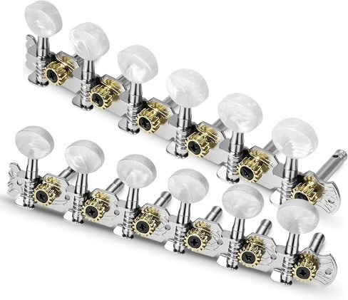 12 String Guitar Tuning Pegs Acoustic 6R6L, 1:15 Gear Ratio, 12 String Acoustic Guitars Tuning Knobs Tuning Machines, Chrome Plated, Single Hole in Kuwait