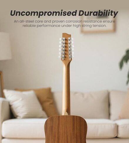 12 String Guitar Tuning Pegs Acoustic 6R6L, 1:15 Gear Ratio, 12 String Acoustic Guitars Tuning Knobs Tuning Machines, Chrome Plated, Single Hole in Kuwait