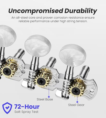 12 String Guitar Tuning Pegs Acoustic 6R6L, 1:15 Gear Ratio, 12 String Acoustic Guitars Tuning Knobs Tuning Machines, Chrome Plated, Single Hole in Kuwait