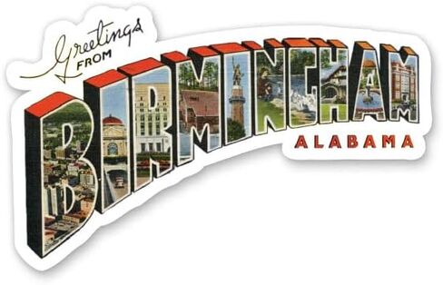 Squiddy Greetings from Birmingham Alabama - ملصق من الفينيل للهاتف والكمبيوتر المحمول وزجاجة المياه (عرض 4 بوصات) in Saudi Arabia