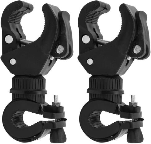 2Pcs Bike Light Mount Holder 360° Rotatable Flashlight Mounting Bracket for Cycling, Universal Clamp for Mountain Bikes, LED Lights, Black(Black) in Saudi Arabia