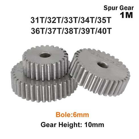 Spur Gear 1M-31T/32T/33T/34T/35T/36T/37T/38T/39T/40Teeth SC45# Carbon Steel Material Cylindrical Transmission Accessories(1M 34T - Bore 6mm) in Saudi Arabia