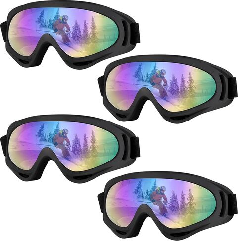 Ski Goggles,4-Pack Snow Goggles for Kids UV Protection Snowboard Goggles for Men Women Adults in Saudi Arabia