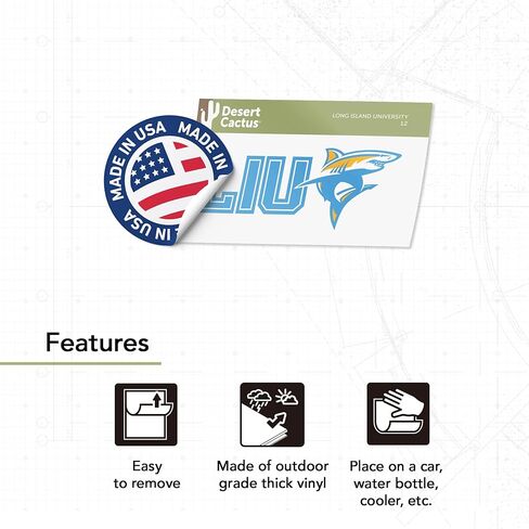Desert Cactus Long Island University Sticker LIU Sharks Vinyl Decal Laptop Water Bottle Car Scrapbook (IND 12) in Kuwait