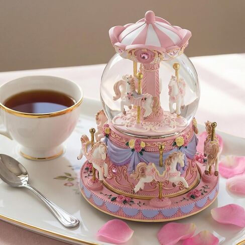 Carousel Music Box Snow Globe Unicorn Horse Musical Boxes with Color Lights, for Girls Women Daughter,Gift for Anniversary Christmas Birthday in Kuwait