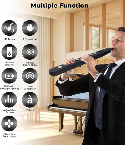 Vangoa MAE-02 MIDI EWI Electronic Wind Instrument with 3 Fingerings 35 Tones 7 Functions Professional Portable Digital Wind Instrument Synthesizer Rechargeable for Beginners Adults Teens, Black in Kuwait