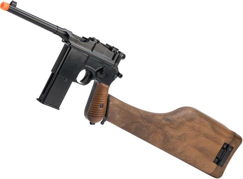 Evike Airsoft - WE WWII Mauser Broom Handle WE712 Gas Blowback GBB Airsoft Pistol (Model: Faux Wood Holster Stock) in Saudi Arabia