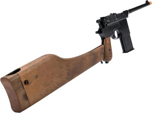 Evike Airsoft - WE WWII Mauser Broom Handle WE712 Gas Blowback GBB Airsoft Pistol (Model: Faux Wood Holster Stock) in Saudi Arabia