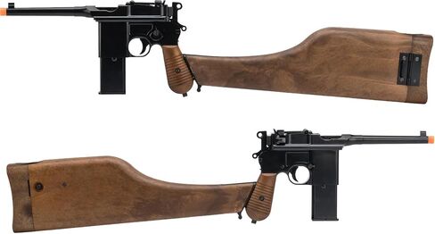 Evike Airsoft - WE WWII Mauser Broom Handle WE712 Gas Blowback GBB Airsoft Pistol (Model: Faux Wood Holster Stock) in Saudi Arabia