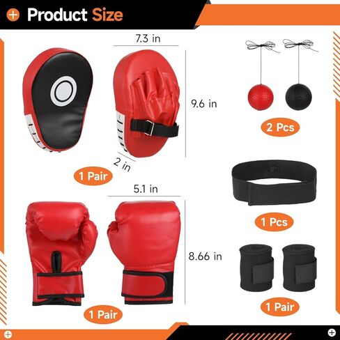مجموعة معدات الملاكمة مع قفازات الملاكمة، قفازات اللكم، كرة رد فعل الملاكمة، واقيات اليد، عصابة رأس قابلة للتعديل، قفازات ملاكمة للرياضيين الشباب بتصميم اللهب للملاكمة، الفنون القتالية المختلطة، التدريب على الفنون القتالية in Kuwait