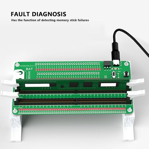 RAM Memory Tester Card DDR4 Slot Diagnostic Analyzer for Laptop Computer with LED Light Indicator RAM Slot LED Tester Card, Dual Power Supply Mode, Suitable for Memory in Saudi Arabia