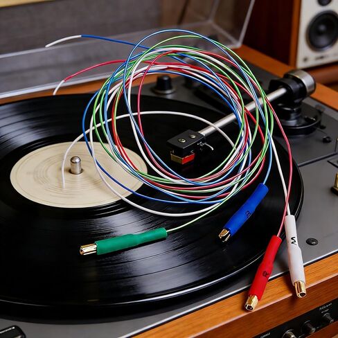 Turntable Headshell Lead Wires 4-Pack - Gold Plated OFC Cartridge Replacement Wires for Audio-Technica Technics Pioneer in Kuwait