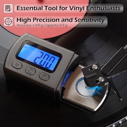 Portable Professional Mini Digital Turntable Stylus Force Scale 5g/0.01g High Precise Vinyl Record Needle Strength Tracking Gauge Pressure Tester Blue LCD Backlight for Tonearm Phono Cartridge in Kuwait
