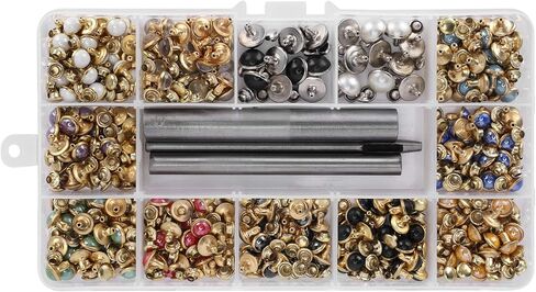 FLEXMAN ﻿320pcs مجموعة المسامير الألوان المختلطة، الألوان المختلطة الكريستال المسامير حجر الراين المسامير ترصيع، المسامير السريعة بقع فضية اللون ترصيع للحقائب والأحزمة والأحذية والسترات والملابس in Saudi Arabia