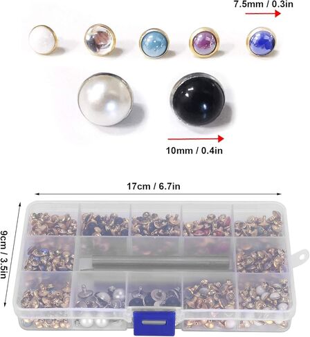 FLEXMAN ﻿320pcs مجموعة المسامير الألوان المختلطة، الألوان المختلطة الكريستال المسامير حجر الراين المسامير ترصيع، المسامير السريعة بقع فضية اللون ترصيع للحقائب والأحزمة والأحذية والسترات والملابس in Saudi Arabia