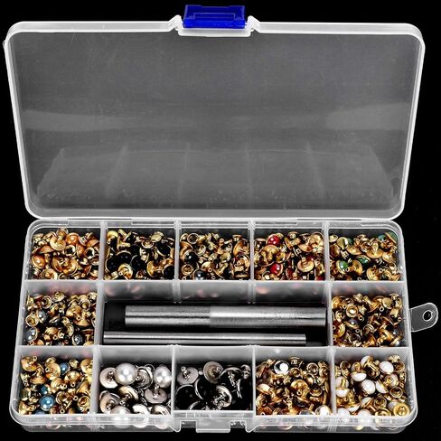 FLEXMAN ﻿320pcs مجموعة المسامير الألوان المختلطة، الألوان المختلطة الكريستال المسامير حجر الراين المسامير ترصيع، المسامير السريعة بقع فضية اللون ترصيع للحقائب والأحزمة والأحذية والسترات والملابس in Saudi Arabia