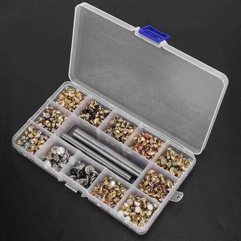FLEXMAN ﻿320pcs مجموعة المسامير الألوان المختلطة، الألوان المختلطة الكريستال المسامير حجر الراين المسامير ترصيع، المسامير السريعة بقع فضية اللون ترصيع للحقائب والأحزمة والأحذية والسترات والملابس in Saudi Arabia