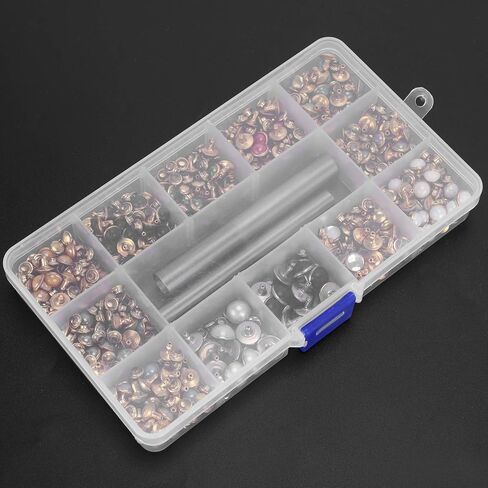 FLEXMAN ﻿320pcs مجموعة المسامير الألوان المختلطة، الألوان المختلطة الكريستال المسامير حجر الراين المسامير ترصيع، المسامير السريعة بقع فضية اللون ترصيع للحقائب والأحزمة والأحذية والسترات والملابس in Saudi Arabia