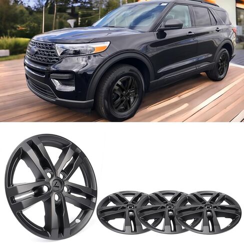 أغطية جلدية عجلات من Hubcaps 18 بوصة متوافقة مع 2020-2024 Ford Explorer XLT ، أغطية حافة بلاستيكية ABS متينة (مجموعة من 4) ، تتناسب مع العجلات القياسية - SNAP على استبدال غطاء الإطارات in Kuwait