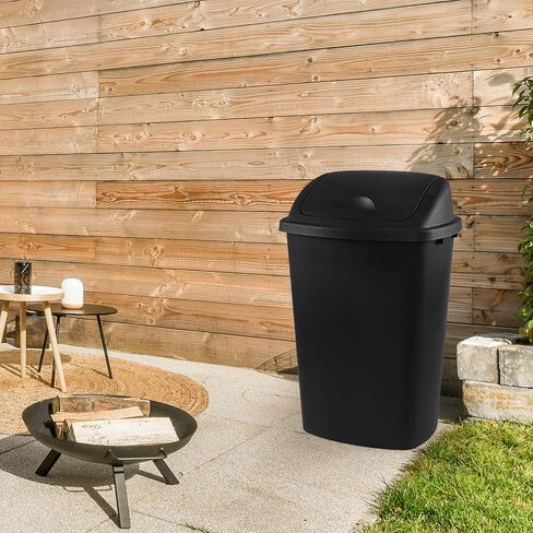Ramddy 6 Gallon Kitchen Swing Top Garbage Can, 4-Pack Plastic Trash Can with Swing Lid, Black in Kuwait