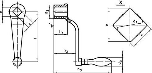 هالدر 24330.0220 Handkurbeln Black Steel L = 80 مم/ثانية = 10 مم in Kuwait