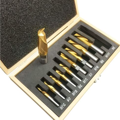 Set of 10 PC 2 Flute HSS End Mill Set Tin Coated Single End Shank Mills in Kuwait