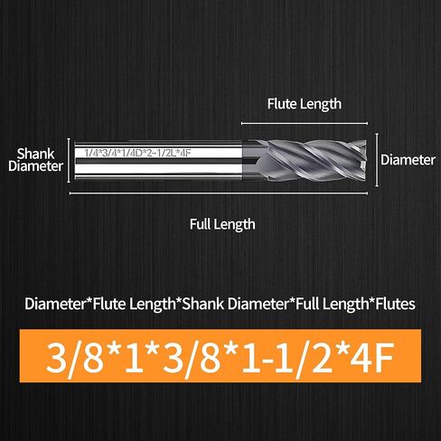 Rayjee Nano-Coated Solid Carbide End Mill, 55° Helix Tungsten Steel Milling Cutter, 3/8" × 1" × 3/8"× 2-1/2", CNC End Mill for Steel, Cast Iron & Alloys up to HRC55 in Saudi Arabia