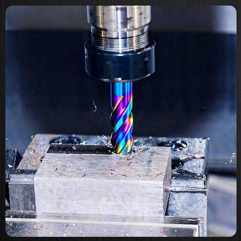 Rayjee Nano-Coated Solid Carbide End Mill, 55° Helix Tungsten Steel Milling Cutter, 3/8" × 1" × 3/8"× 2-1/2", CNC End Mill for Steel, Cast Iron & Alloys up to HRC55 in Saudi Arabia