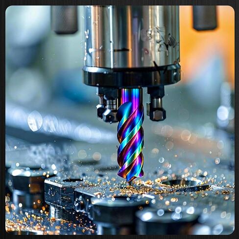 Rayjee Nano-Coated Solid Carbide End Mill, 55° Helix Tungsten Steel Milling Cutter, 3/8" × 1" × 3/8"× 2-1/2", CNC End Mill for Steel, Cast Iron & Alloys up to HRC55 in Saudi Arabia