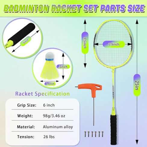 Badminton Rackets Set for Beginners,Combo Badminton Racquet Sets of 2 for Backyards Lightweight Badminton 4 Plastic Birdies Sports Game for Adult Family 2 Player Outdoor in Kuwait