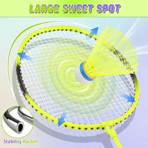 Badminton Rackets Set for Beginners,Combo Badminton Racquet Sets of 2 for Backyards Lightweight Badminton 4 Plastic Birdies Sports Game for Adult Family 2 Player Outdoor in Kuwait