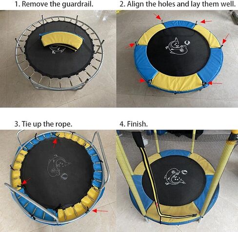 غطاء وسادة أمان الترامبولين، واقي زنبركي للترامبولين الداخلي والخارجي، مع أشرطة لسهولة التركيب، يناسب قطر 1.2 متر و1.4 متر و1.5 متر (ألوان مختلطة أصفر وأزرق #47) in Kuwait