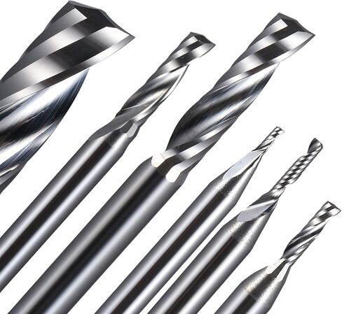 10pcs/Set Single Flute Aluminium End Mills 3.175-12mm O Up Cut Spiral CNC Router Bit Wood Milling Cutter for Aluminum(5x12x45L) in Saudi Arabia
